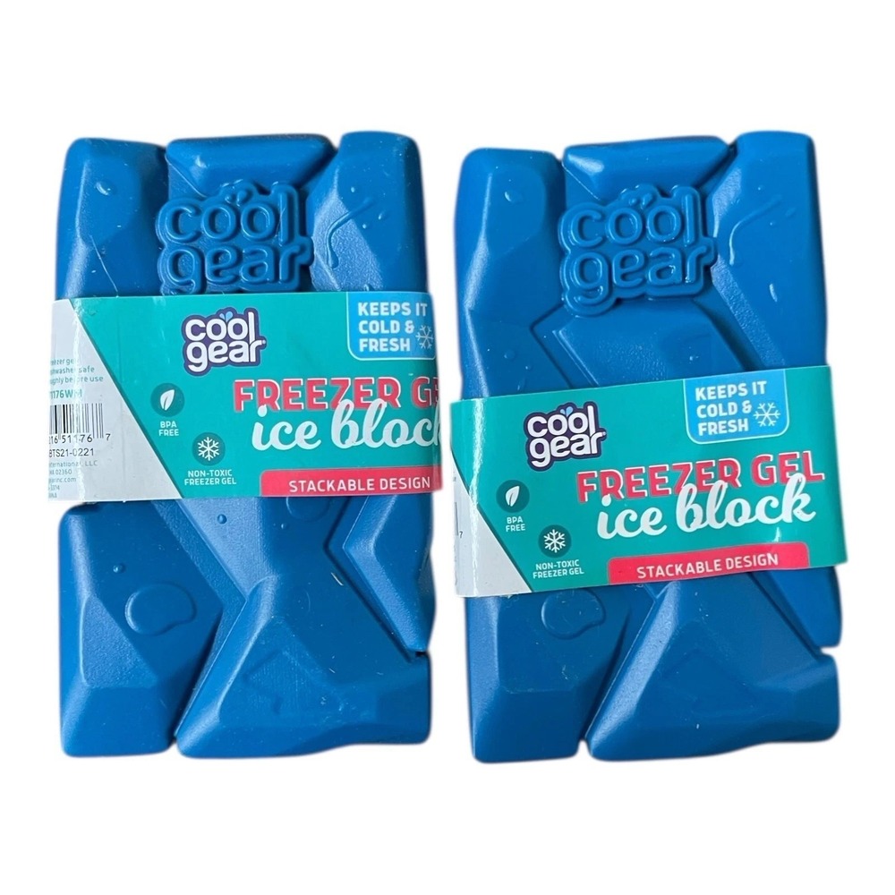 Cool Gear Freezer Gel Ice Blocks Reusable Non Toxic Pack of 2 Blue